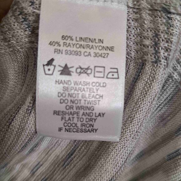 NIC+ZOE Green Shawl Lapel 3/4 Sleeve Linen-Blend Cardy - Picture 9 of 11